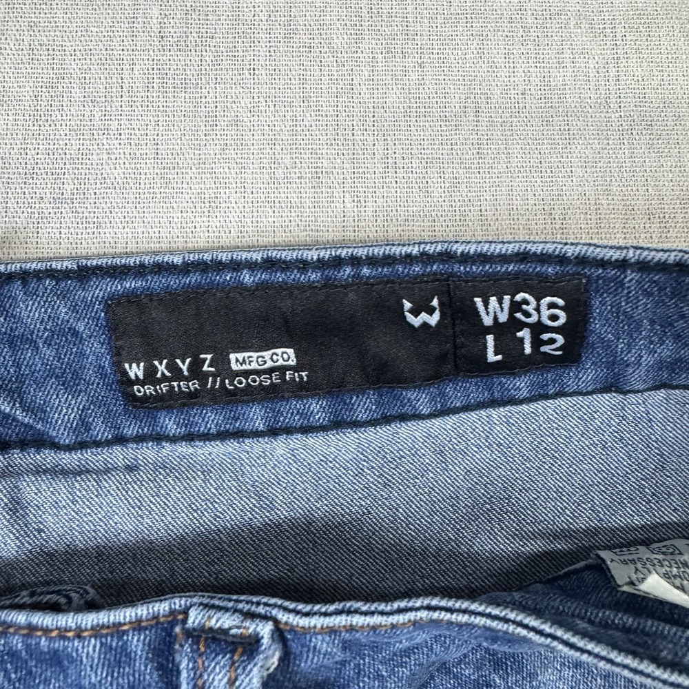 WXYZ MFG Co Men's Drifter Loose Fit Blue Denim Shorts Jorts Size 36x12 - Picture 9 of 10